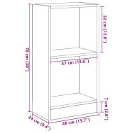 Библиотека, черно и дъб, 40x24x52 см, инженерно дърво