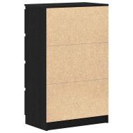 Сайдборд, черно и дъб, 60x35x98,5 см, инженерно дърво