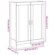 Библиотека, черно и дъб, 82,5x30,5x115 см, инженерно дърво