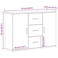 Сайдборд, черна дъб, 91x29,5x65 см, инженерно дърво