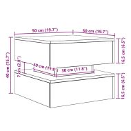 Маса за кафе с LED осветление, черна дъб, 50x50x40 см
