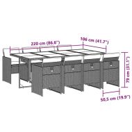 Градински трапезен комплект възглавници 9 части черен полиратан