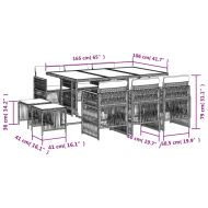 Градински комплект с възглавници, 11 части, бежов полиратан