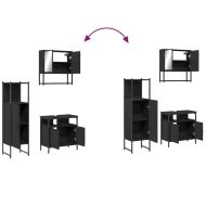 Комплект мебели за баня от 3 части, черен, инженерно дърво