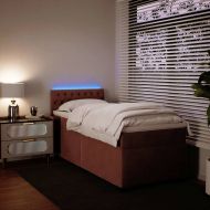 Боксспринг легло с матрак, розово, 90x200 см, кадифе