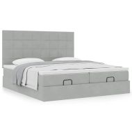 Османска легло с матраци, светлосиво, 180x200 см, кадифе