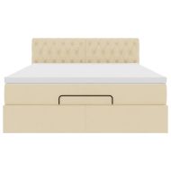Османска легло с матрак, кремаво, 140x200 см, плат