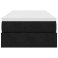 Османска легло с матрак, черно, 90x190 см, кадифе