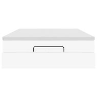 Османска легло с матрак, бяло, 140x200 см, изкуствена кожа