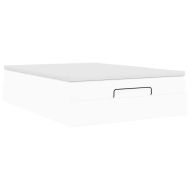 Османска легло с матрак, бяло, 140x200 см, изкуствена кожа