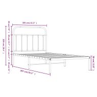 Метална рамка за легло с горна табла, черна, 100x200 см