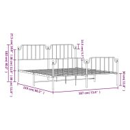 Метална рамка за легло с горна и долна табла, черна, 183x213 см