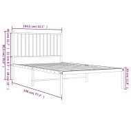 Метална рамка за легло с горна табла, черна, 100x190 см