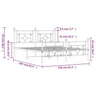 Метална рамка за легло с горна и долна табла, бяла, 150x200 см
