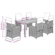 Градински трапезен комплект 7 части възглавници черен полиратан