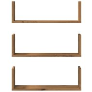 Стенни рафтове, 3 бр, дъб артизан, 58x18x18 см, инженерно дърво