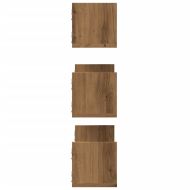 Стенни рафтове, 3 бр, дъб артизан, 58x18x18 см, инженерно дърво