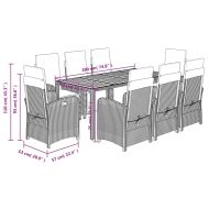 Градински трапезен комплект възглавници 9 части черен полиратан
