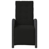 Накланящ се градински стол с опора за крака, черен, полиратан