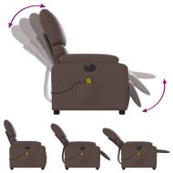 Електрически масажен реклайнер стол, кафяв, изкуствена кожа