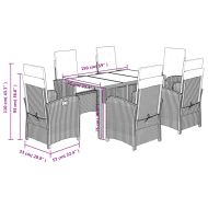 Градински трапезен комплект 7 части възглавници черен полиратан