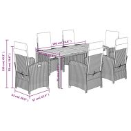 Градински трапезен комплект 7 части възглавници черен полиратан