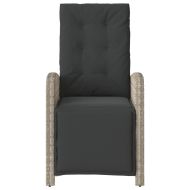 Накланящ се градински стол с опора за крака светлосив полиратан