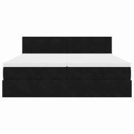 Османска легло с матраци, черно, 160x200 см, кадифе