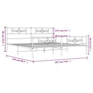 Метална рамка за легло с горна и долна табла, бяла, 183x213 см
