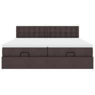 Османска легло с матраци, тъмнокафяво, 200x200 см, плат