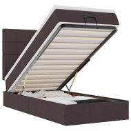 Османска легло с матрак и LED, тъмнокафяво, 100x200 см, плат