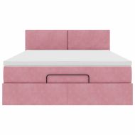 Османска легло с матрак, розово, 140x200 см, кадифе
