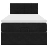 Османска легло с матрак, черно, 90x200 см, кадифе