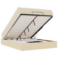 Османска легло с матрак, кремаво, 140x200 см, плат