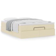 Османска легло с матрак, кремаво, 140x200 см, плат