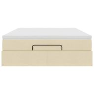 Османска легло с матрак, кремаво, 140x200 см, плат