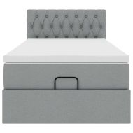 Османска легло с матрак, светлосиво, 100x200 см, плат