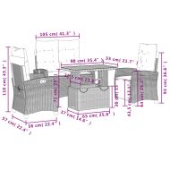 Градински трапезен комплект възглавници 4 части черен полиратан