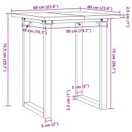 Трапезна маса О-образна рамка 60x60x75,5 см бор масив и чугун