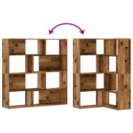 Ъглова етажерка 4 нива старо дърво 85x85x140 см инженерно дърво
