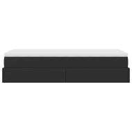 Османска легло с матрак, черно, 80x200 см, изкуствена кожа