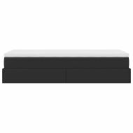 Османска легло с матрак, черно, 100x200 см, изкуствена кожа