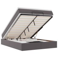 Османска легло с матрак, сиво, 140x200 см, изкуствена кожа