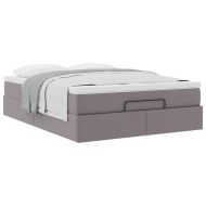 Османска легло с матрак, сиво, 140x200 см, изкуствена кожа