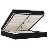 Османска легло с матрак, черно, 160x200 см, плат