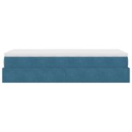 Османска легло с матрак, тъмносиньо, 100x200 см, кадифе