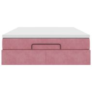 Османска легло с матрак, розово, 140x200 см, кадифе