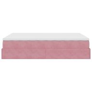 Османска легло с матрак, розово, 140x200 см, кадифе