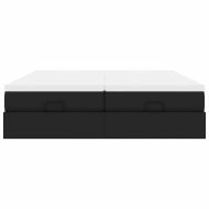 Османска легло с матраци, черно, 200x200 см, изкуствена кожа