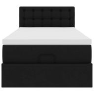 Османска легло с матрак, черно, 80x200 см, изкуствена кожа